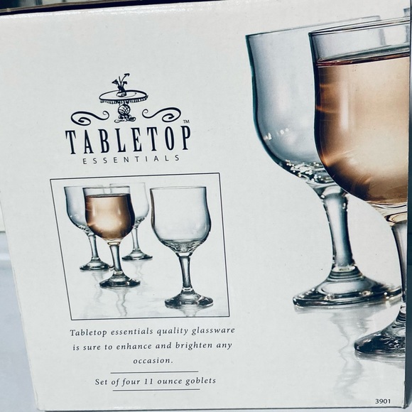 Tabletop Essentials NEW in Box Glass Set of 4 Stemmed Goblets Chalices 11 oz - Picture 2 of 5